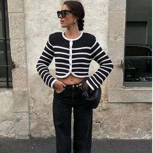 Commense Old Money Aesthetics Stripe Cardigan Sz M